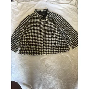 BANANA REPUBLIC Black/White houndstooth Wool Coat Cape Small thumbnail 9