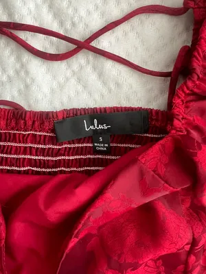 Lulus Red Lace Up Jacquard Shirt thumbnail 3