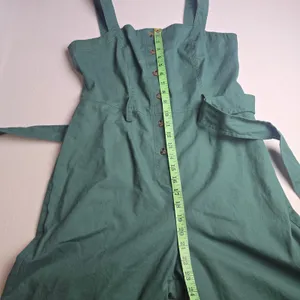 Baltic Born Hartford Linen Blend Wide Leg Button‎ Front Jumpsuit Green Medium thumbnail 15