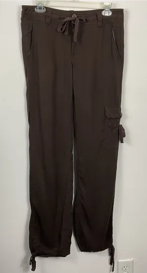 Prana Tie Ankle Brown Cargo Pants Womens Size 6 thumbnail 1