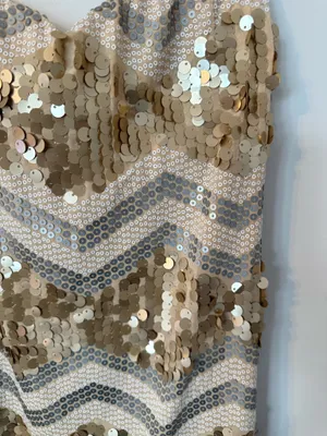 Gold and Silver Sequin Strapless Dress thumbnail 2