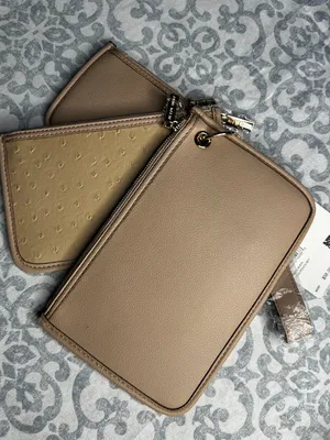 NWT Anne Klein Trio Pouch Wristlet Set in Neutral with Silver Hardware thumbnail 3