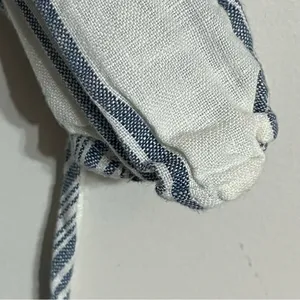 Altar'd‎ State White Blue Striped 100% Linen Mini Dress Off Shoulder Size Small thumbnail 3