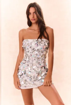LoveShackFancy Deja Embellished Mini Dress thumbnail 1