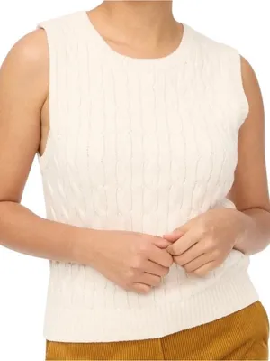 J. Crew Cotton Sweater Vest in Off-White Size Medium thumbnail 1