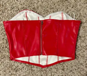 SheIn Red faux leather corset thumbnail 2
