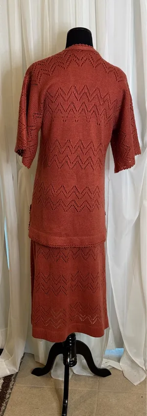 Handmade 2-piece Croqueted Rust Dress Suit thumbnail 2