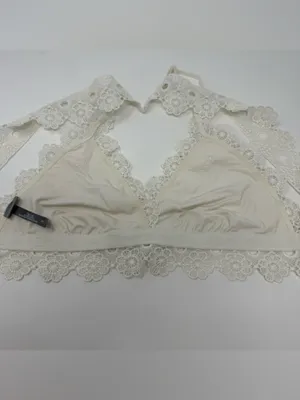 Aerie White Floral Lace Racerback Bralette Small Romantic Bridal Bachelorette thumbnail 7