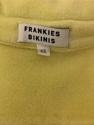 Frankies Bikinis Coco Top Yellow Terry Cloth Short Sleeve Button Up Shirt XS thumbnail 4