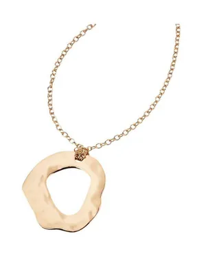 NWT Universal Thread Free Organic Ring Pendant Necklace Gold Yellow 32" + 3" thumbnail 1