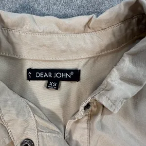 Dear John Shirt Dress Women's X-Small Beige Long Sleeve Collared Mini Utility thumbnail 4