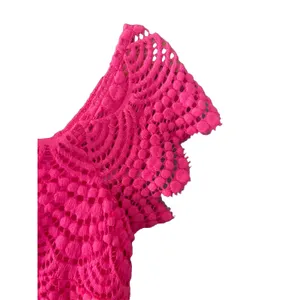 Lilly Pulitzer‎ Jade Pink Tropics scalloped shell lace dress Size S off shoulder thumbnail 4