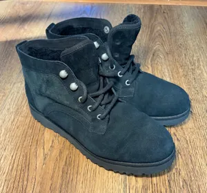 UGG Bethany Boots Womens 8‎ Black Suede Lace Up Sheepskin Booties 1012532 thumbnail 1