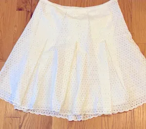 Tommy Hilfiger White Eyelet Pleat Skirt 12 Retro Preppy Cottagecore Lined thumbnail 1