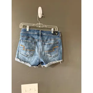 American Eagle High Rise Shortie‎ Distressed Denim Shorts Medium Wash Womens 8 thumbnail 4