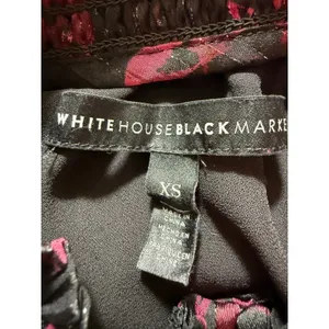 WHITE HOUSE BLACK MARKET Dress Black‎ Red Floral Ruffle Sleeve Smocked EUC XS thumbnail 8