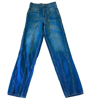 Zara seam front high rise tapered straight leg jeans 2 thumbnail 1