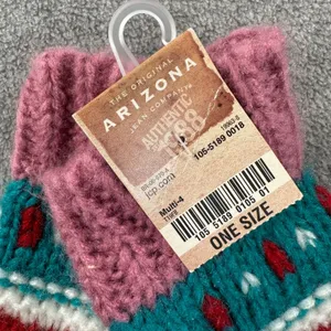 Arizona Jean Co Knit Mittens One Size Pink Teal New thumbnail 3
