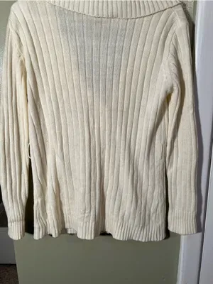 Vintage Kmart Women's Size Medium Cardigan Sweater Cream White Collared Pockets thumbnail 7