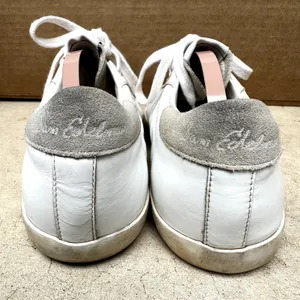 Sam Edelman Aubrie Sneakers Suede Leather Lace Up Perforated White Greige 7.5M thumbnail 5