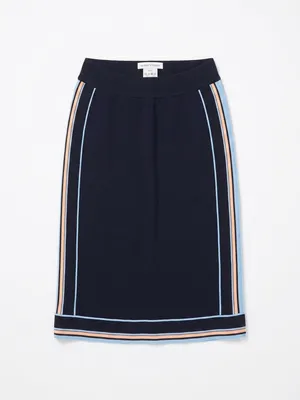 Reiss Maciee Skirt Women 4 Navy Blue NWT Striped Midi Pencil Pockets thumbnail 3