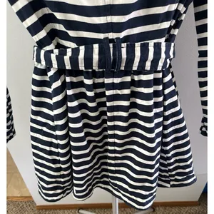 Express Women's Blue White striped double-breasted trench coat with belt Size M thumbnail 8