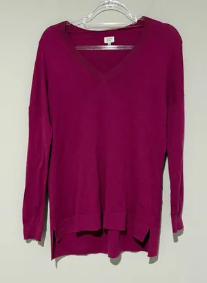 Crown & Ivy wool blend V neck sweater pink purple size‎ medium thumbnail 1