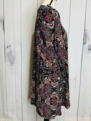 BCBGeneration Womens Size L Floral Short Sleeve A-Line Dress Mock Neck thumbnail 8