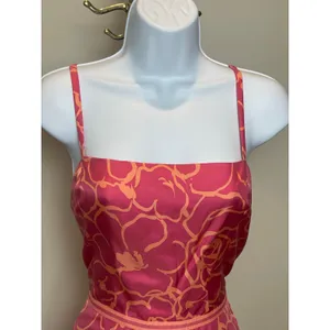 Ann Taylor Dress Silk Pink Coral Floral Size 8 thumbnail 2