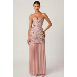 Oh Polly Galia Embellished Convertible Lace-Up Gown Dress Floral Pink size 6 New thumbnail 3