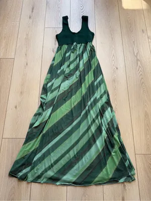 Dress To Clothing Boutique Brazil Sleeveless Green Maxi Dress Striped Size Small thumbnail 6
