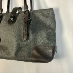 Tumi Villa‎ Viverone Gray & Brown Leather Trimmed Business Tote thumbnail 3