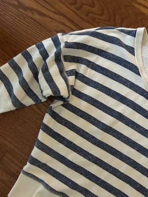 Aerie Scoop Neck Striped Lightweight Sweatshirt Size Large Drop Shoulder Comfy thumbnail 5
