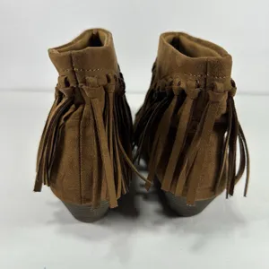 American Eagle Brown Suede Fringe Ankle Boots Booties - Women’s Size 9 thumbnail 4