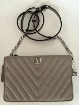 Victoria Secret gray quilted crossbody bag thumbnail 2