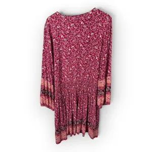 American Eagle Womens XL Long Boho Paisley Floral Gathered Mini Dress thumbnail 3