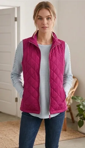 Great Northwest Indigo Burgundy Puffer Vest Size Small. Quilted thumbnail 1