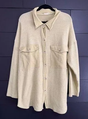 BUCKET LIST SCHEELS Oversized Shacket Button Down Coat Cover Up NWT Women’s L thumbnail 1