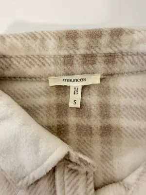 Maurices Wilder Fleece Shacket White & Cream Plaid Oversized thumbnail 8