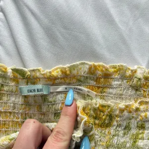 Kimchi Blue Yellow Floral Smocked Strapless Midi Dress Small Cottagecore Prairie thumbnail 7