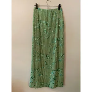 Green Allover Beaded Sequin Maxi Skirt Resort Vacation Glam Women's size Medium thumbnail 6
