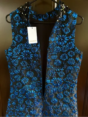 NWT SUGARLIPS Centralia Jacquard Floral Elma Dress Blue Black Size Small thumbnail 12