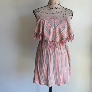Billabong Strapless Fringe Chevron Striped Mini Dress thumbnail 7