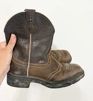 Justin Boots Gypsy Brown Leather Chunky Cowboy Womens 6.5 Western thumbnail 1