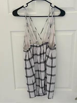 Urban Outfitters White and Black Windowpane Plaid Mini Dress thumbnail 5