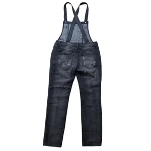 Free People Denim Overalls Womens 26 Black Gray Jumpsuit Coveralls Straight Leg thumbnail 7
