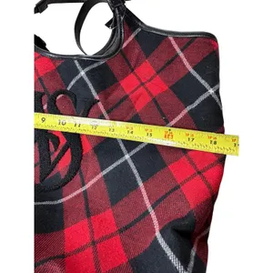 Victoria's Secret Plaid Overnight Bag Red Black Travel Weekender‎ Large Handbag thumbnail 4