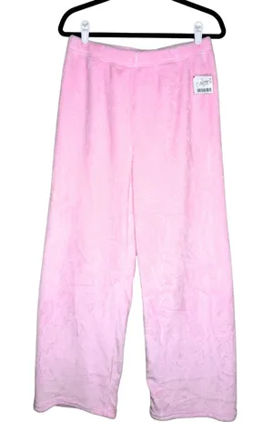 Young & Chic Plush Wide Leg Pajama Pants Size Juniors XL Pink Cozy Soft Lounge thumbnail 1