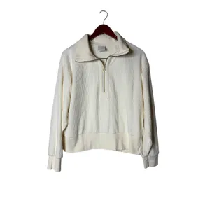 Varley Radford Half-Zip Ribbed Sweatshirt in cream sz L thumbnail 2