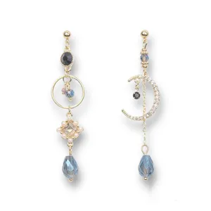 Asymmetry Moon Long Tassel Dangle Drop Earrings for Women thumbnail 1